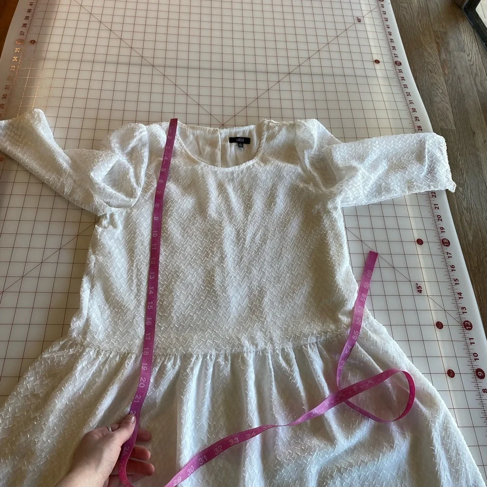Lucca Couture NWOT size small beautiful white pattern summer sun dress